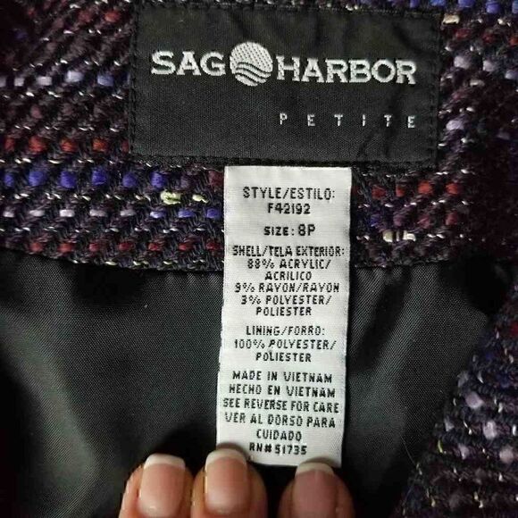 Sag Harbor Shades of Purple Soft Tweed Lightweight Cropped Zip Up Jacket - Picture 9 of 10